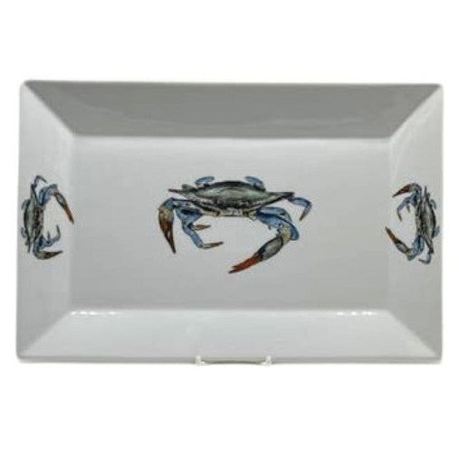 White Rectangular Blue Crab Platter
