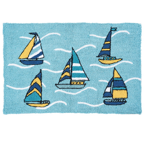 Dockside Blue Hooked Sailboat Accent Rug by C&F Home