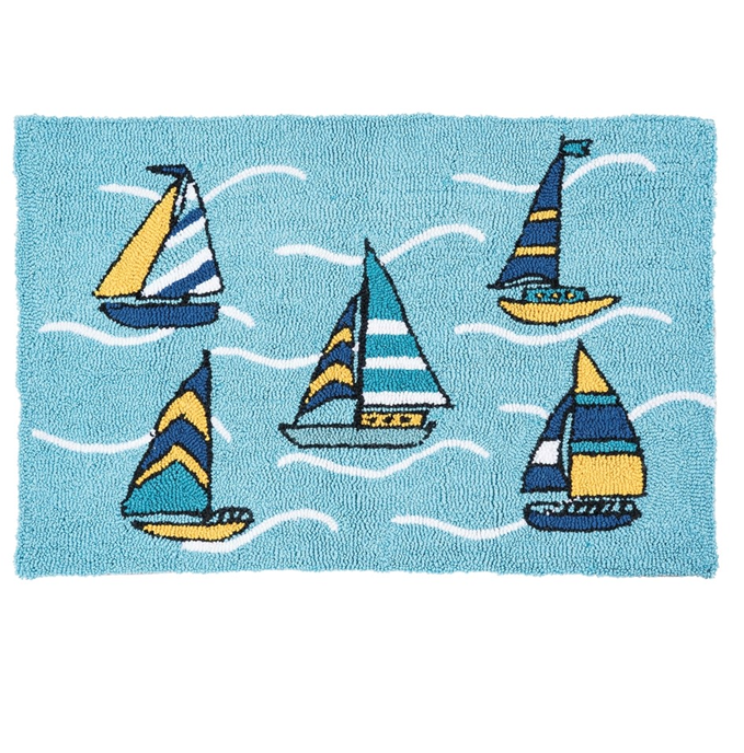 Dockside Blue Hooked Sailboat Accent Rug by C&F Home
