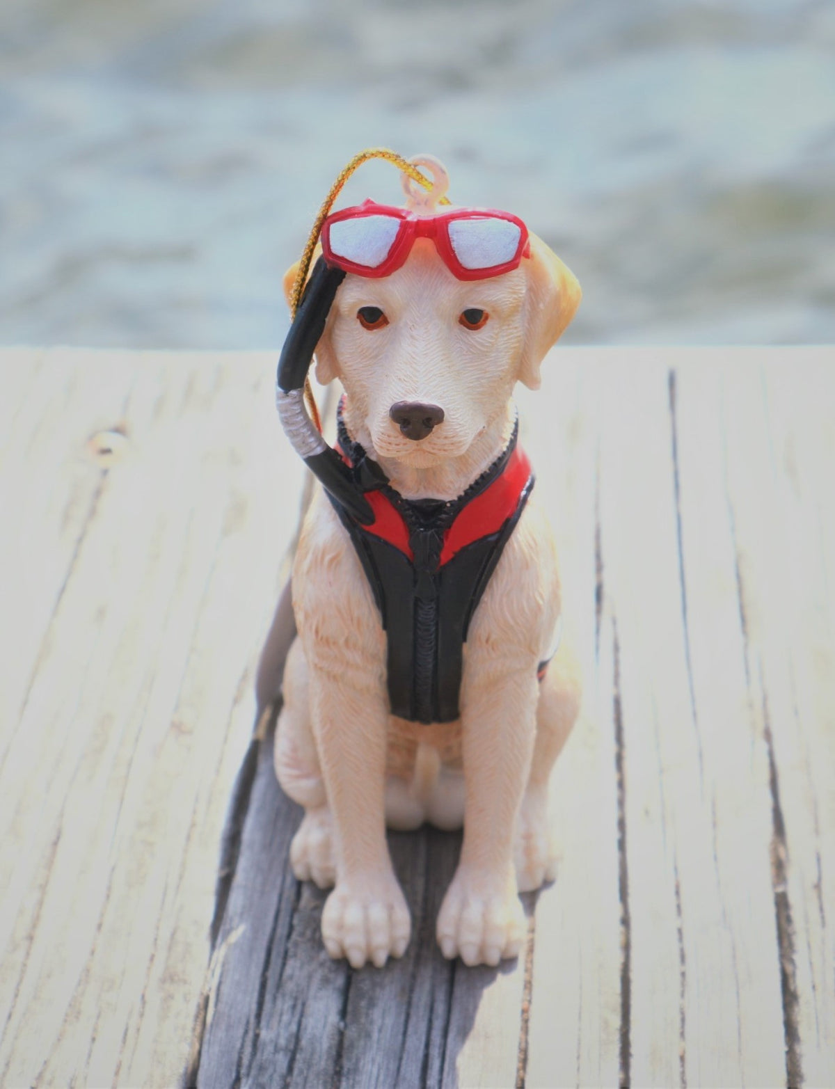 Yellow Lab dog with scuba gear Christmas Ornament