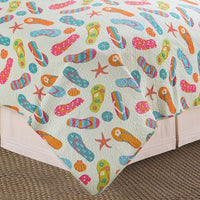 Flip Flop Life Coastal Colored Beach Quilt Set Full/Queen