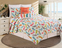 Flip Flop Life Coastal Colored Beach Quilt Set Full/Queen