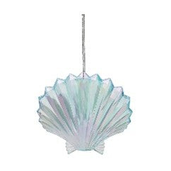 Iridescent Coastal Scallop Shell Christmas Ornament