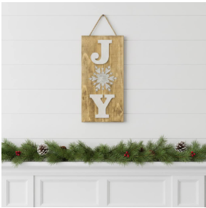 Joy Wood Snowflake Hanging Sign
