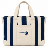 Navy Striped Nautical Canvas Tote