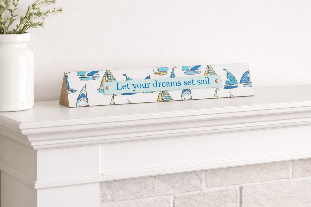 Let Your Dreams Set Sail Wood Triangle Decorative Beach Plaque
