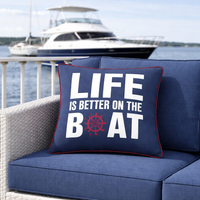 Life is Better On The Boat Blue Pillow