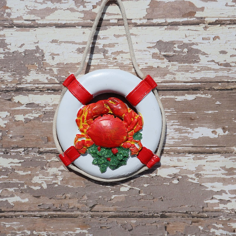 Life Preserver with Crab Nautical Christmas Ornament