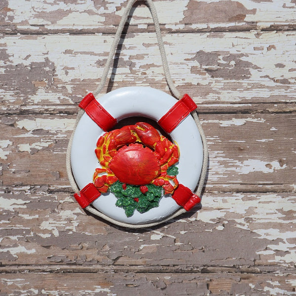 Life Preserver with Crab Nautical Christmas Ornament
