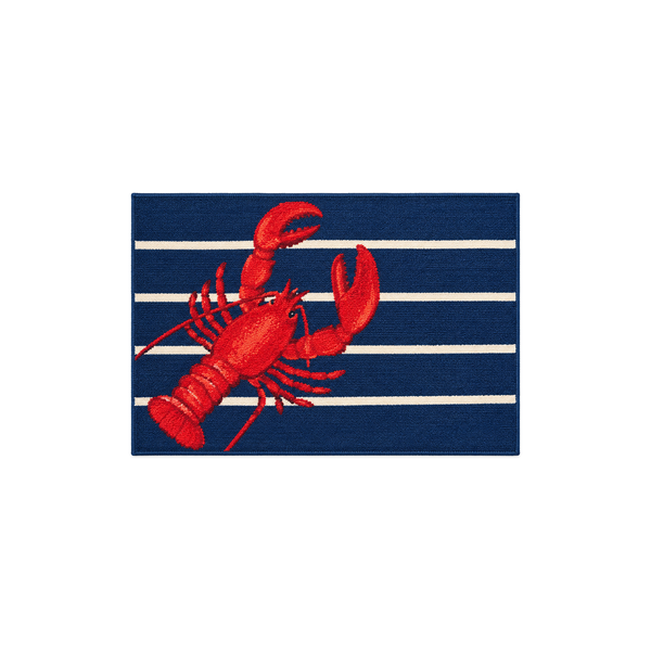 Lobster on Stripes Indoor/Outdoor Rug by Liora Mann