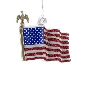 American Flag Glass Patriotic Christmas Ornament