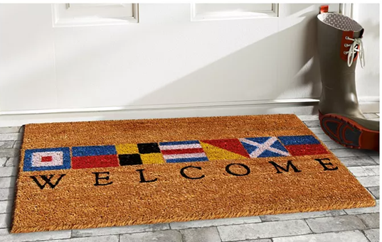Nautical Flags Welcome Coir Doormat