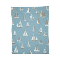 Nautical Sailboats Light Blue Throw Blanket by In2Green