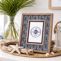 Navy and White Pattern with Wood Photo Frame