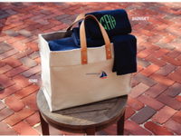 Oxford Canvas Structured Tote With Leather Handles