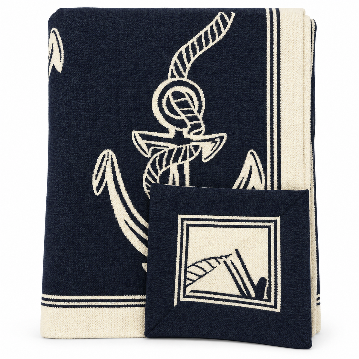 Nautical Rope and Anchor Cotton Throw by Darzzi