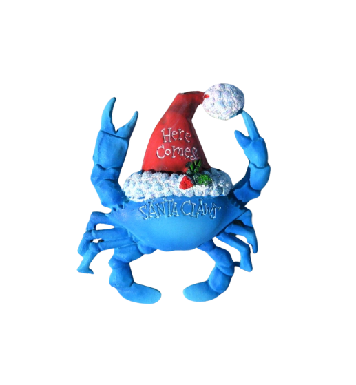 Santa Claws Blue Crab Nautical Christmas Ornament