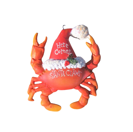 Santa Claws Red Crab Nautical Christmas Ornament