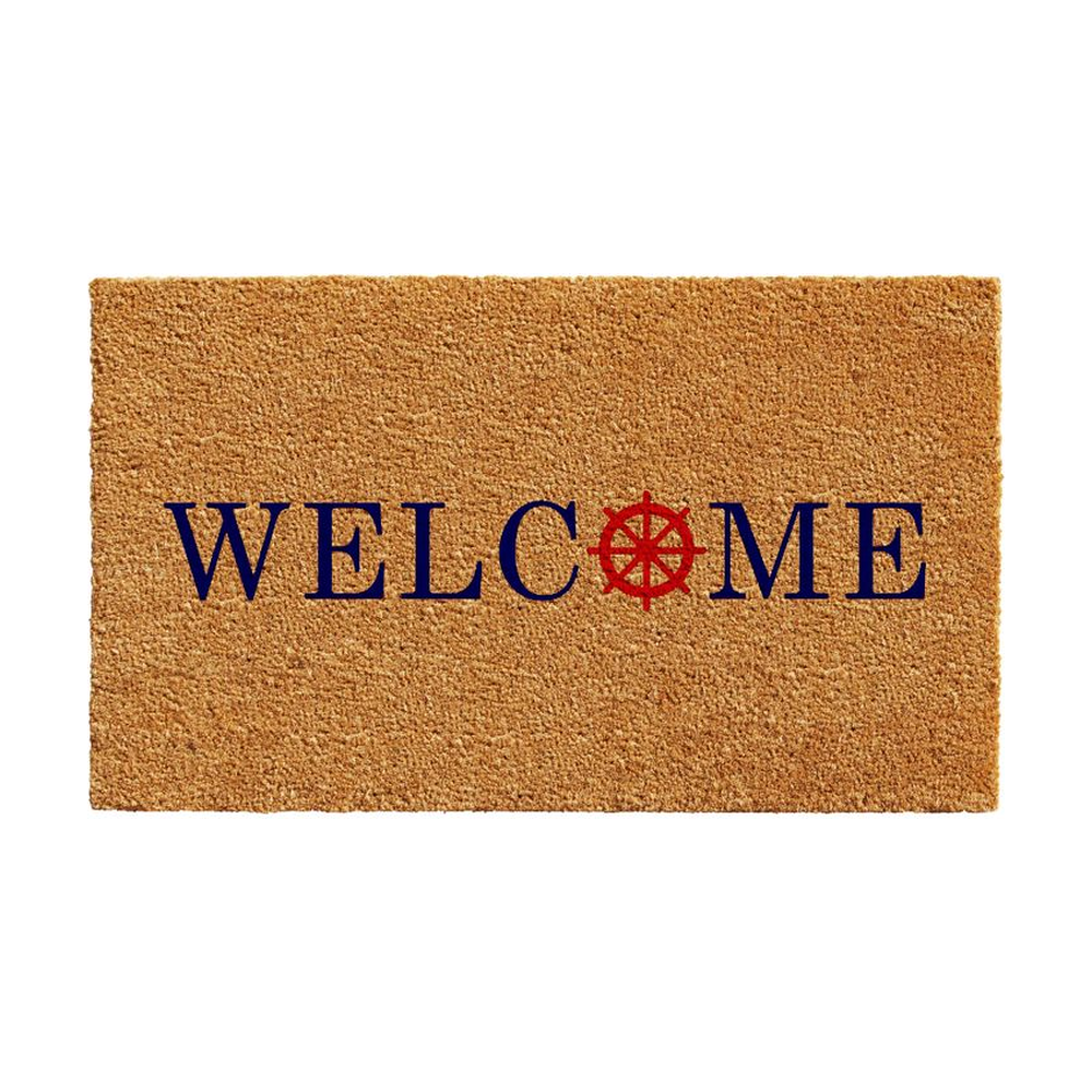 Welcome with Ships Wheel Door Mat