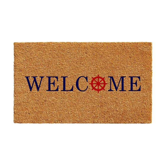 Welcome with Ships Wheel Door Mat