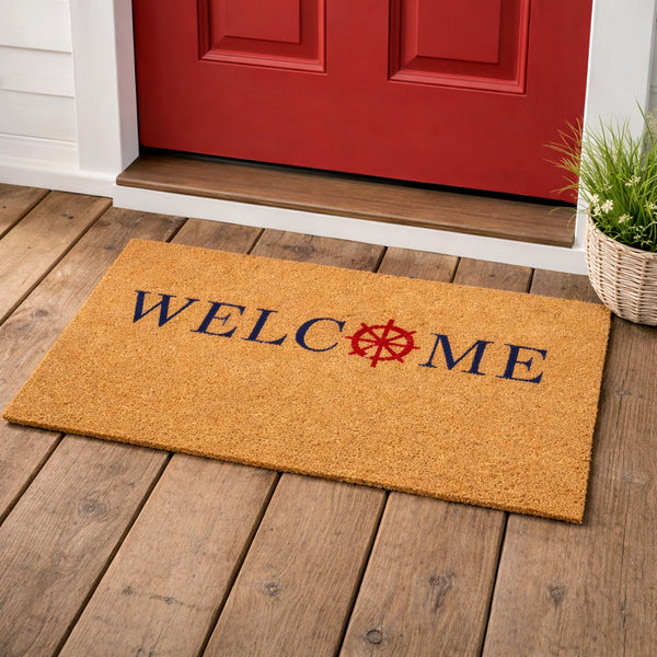Welcome with Ships Wheel Door Mat