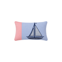 Small Red and Blue Sailboat Cotton Rectangle Throw Pillow - CLEARANCE FINAL SALE
