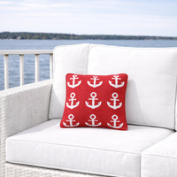 Small Red Anchor Knit Reversible Pillow