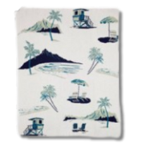 Beach Toile Cotton Knit Throw Blanket by In2Green