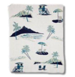 Beach Toile Cotton Knit Throw Blanket by In2Green