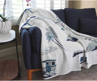 Beach Toile Cotton Knit Throw Blanket by In2Green