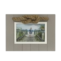 Nautical Photo Frame - Tan & Beach White Frame with Rope Accent