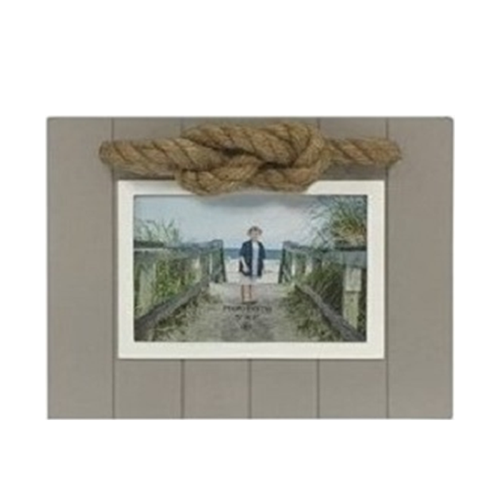 Nautical Photo Frame - Tan & Beach White Frame with Rope Accent