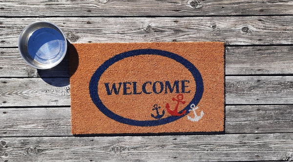 Triple Anchor Welcome Coir Doormat