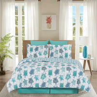 Bedding set with turtle pattern in a bedroom setting