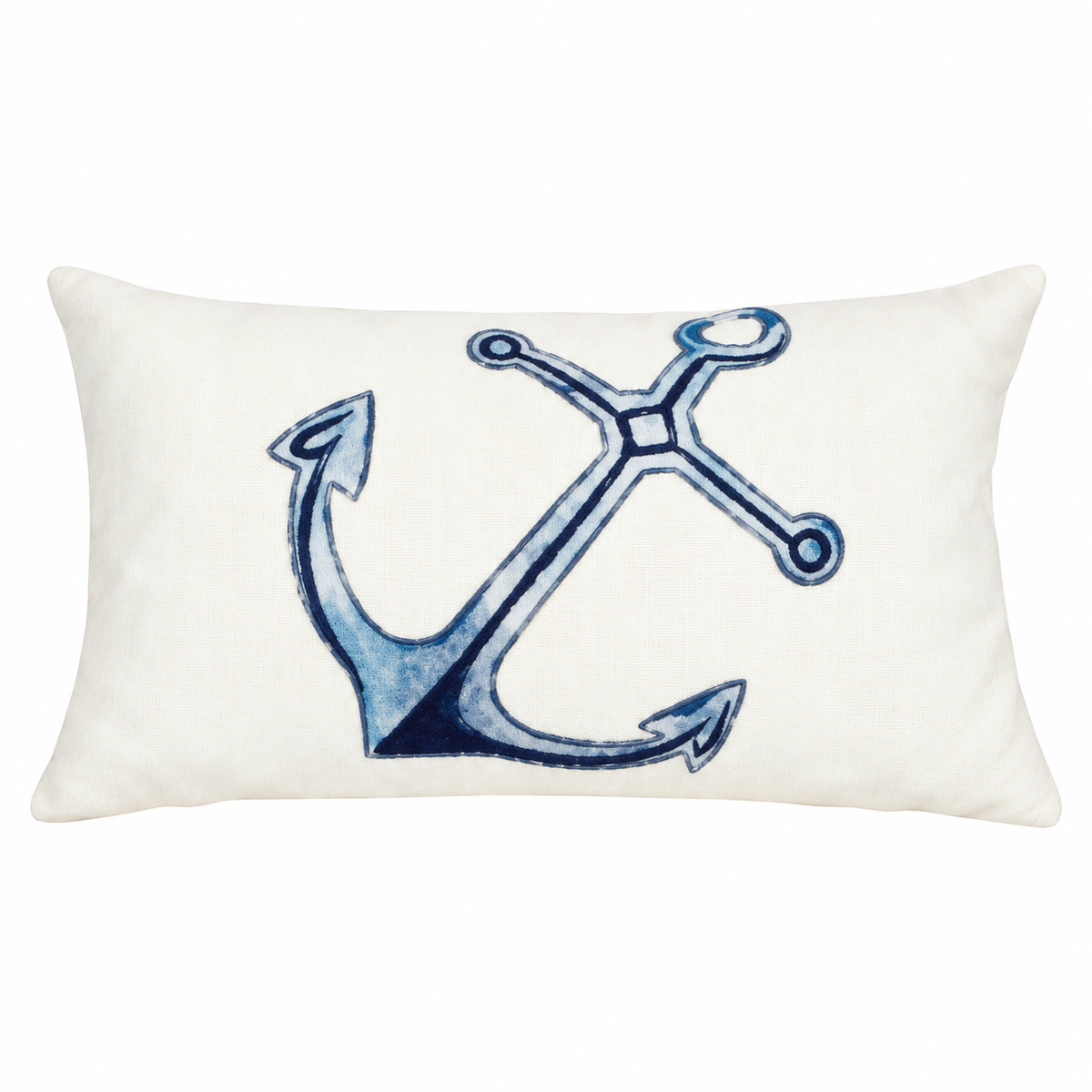 White Anchor Nautical Indoor/Outdoor Rectangular Pillow
