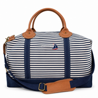 Weekender Striped Canvas Tote Bag