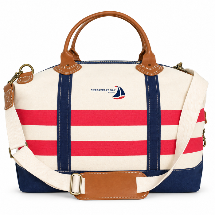 Weekender Striped Canvas Tote Bag