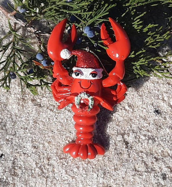 Under The Sea Lobster With Santa Hat Nautical Ornament
