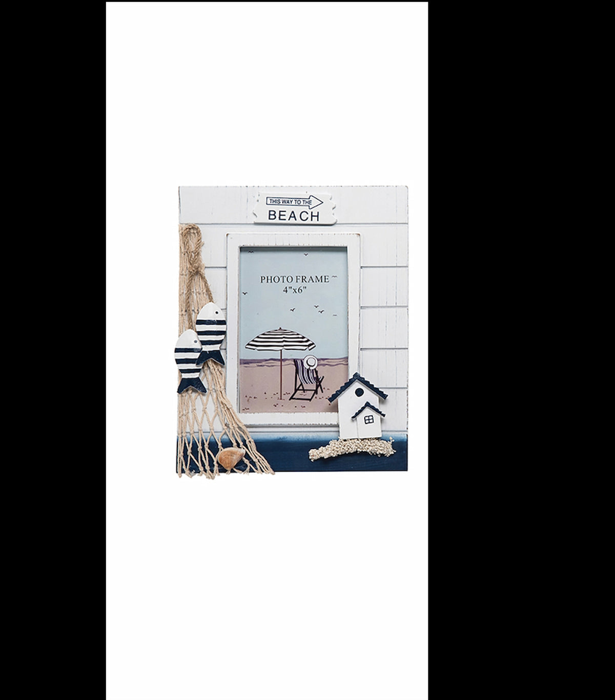 Nautical White Washed Photo Frame with Decorations Vertical