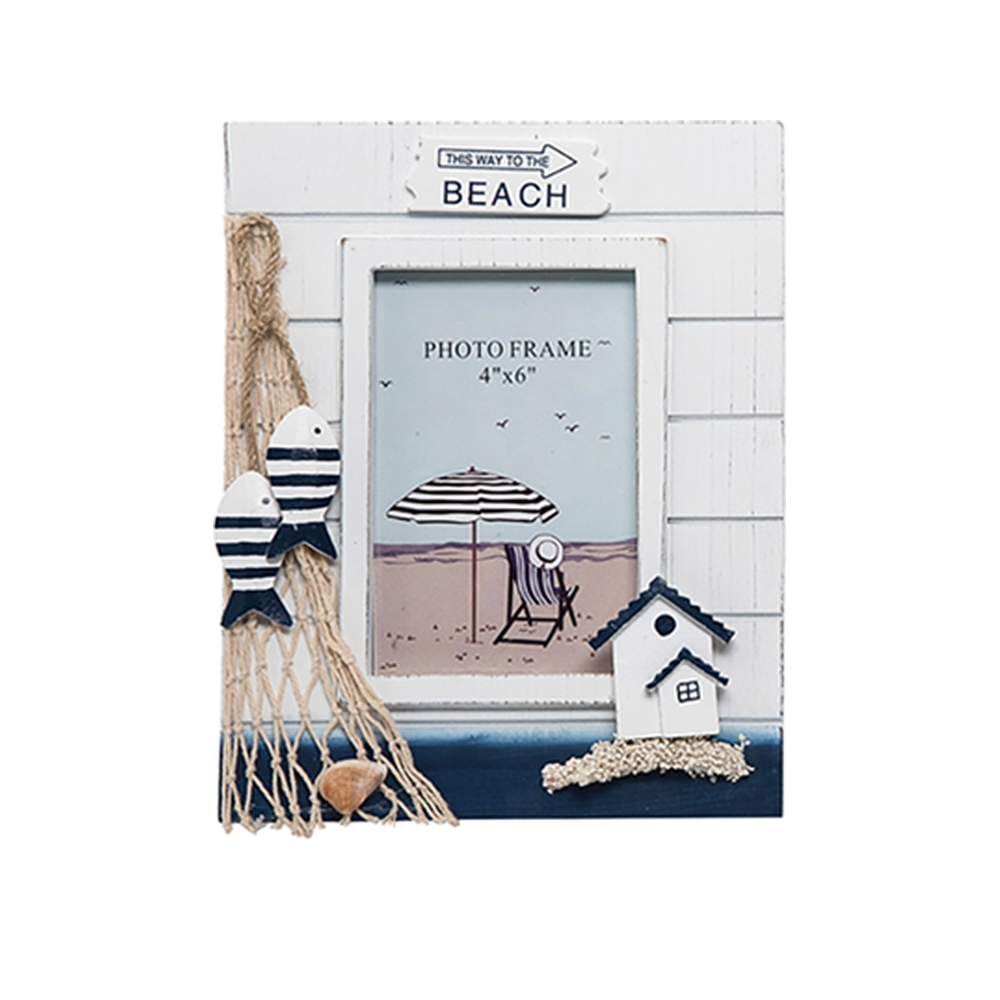 Nautical White Washed Photo Frame with Decorations Vertical