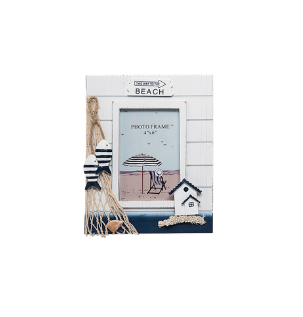 Nautical White Washed Photo Frame with Decorations Vertical