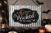 Halloween Metal Hanging Wall Plaque "Wicked"