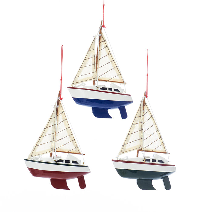 Yacht Sailboats With 2 Sails Christmas Ornaments - Sold Separately
