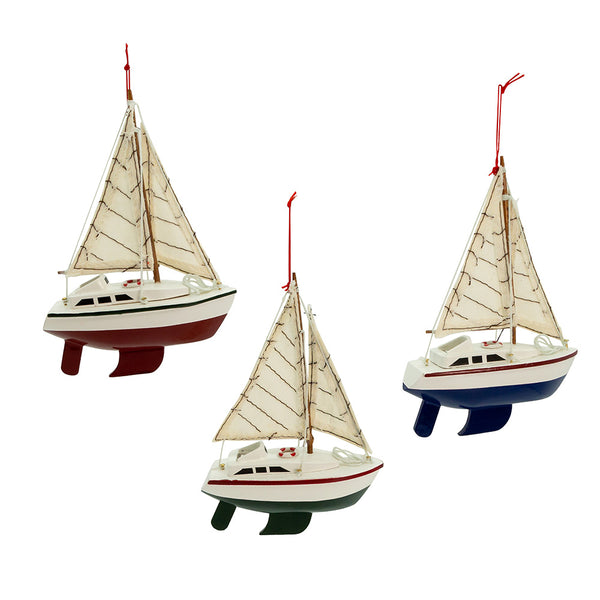 Yacht Sailboats With 2 Sails Christmas Ornaments - Sold Separately