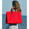 Red Structured Canvas Tote with Leather Handles  - Chesapeake Bay Goods