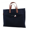 Navy Structured Canvas Tote with Leather Handles - Chesapeake Bay Goods
