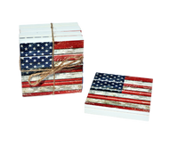 American Flag Patriotic Pallet Coaster 4-Pack