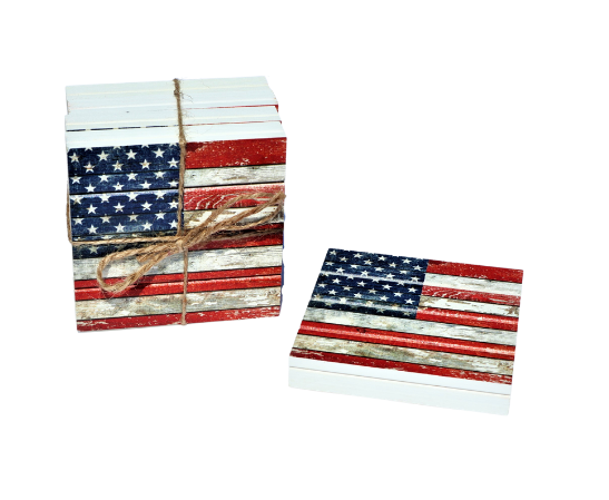 American Flag Patriotic Pallet Coaster 4-Pack