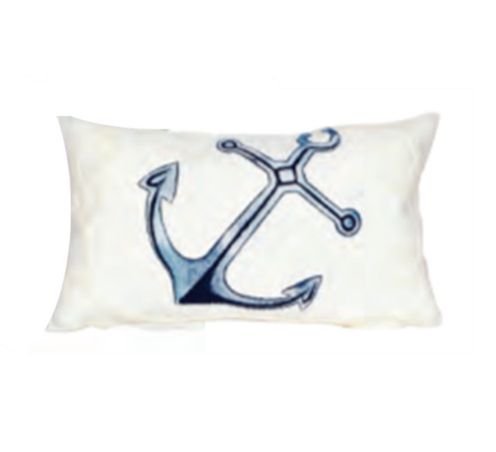 White Anchor Indoor/Outdoor Rectangular Pillow