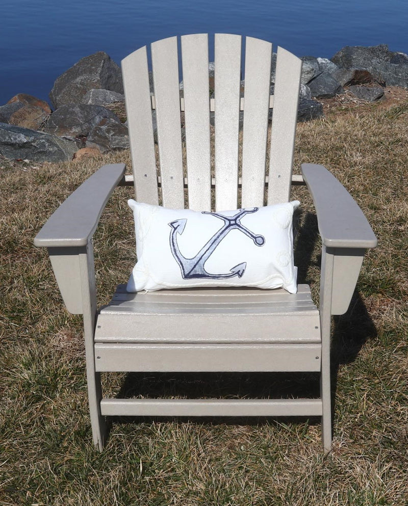 White Anchor Indoor/Outdoor Rectangular Pillow